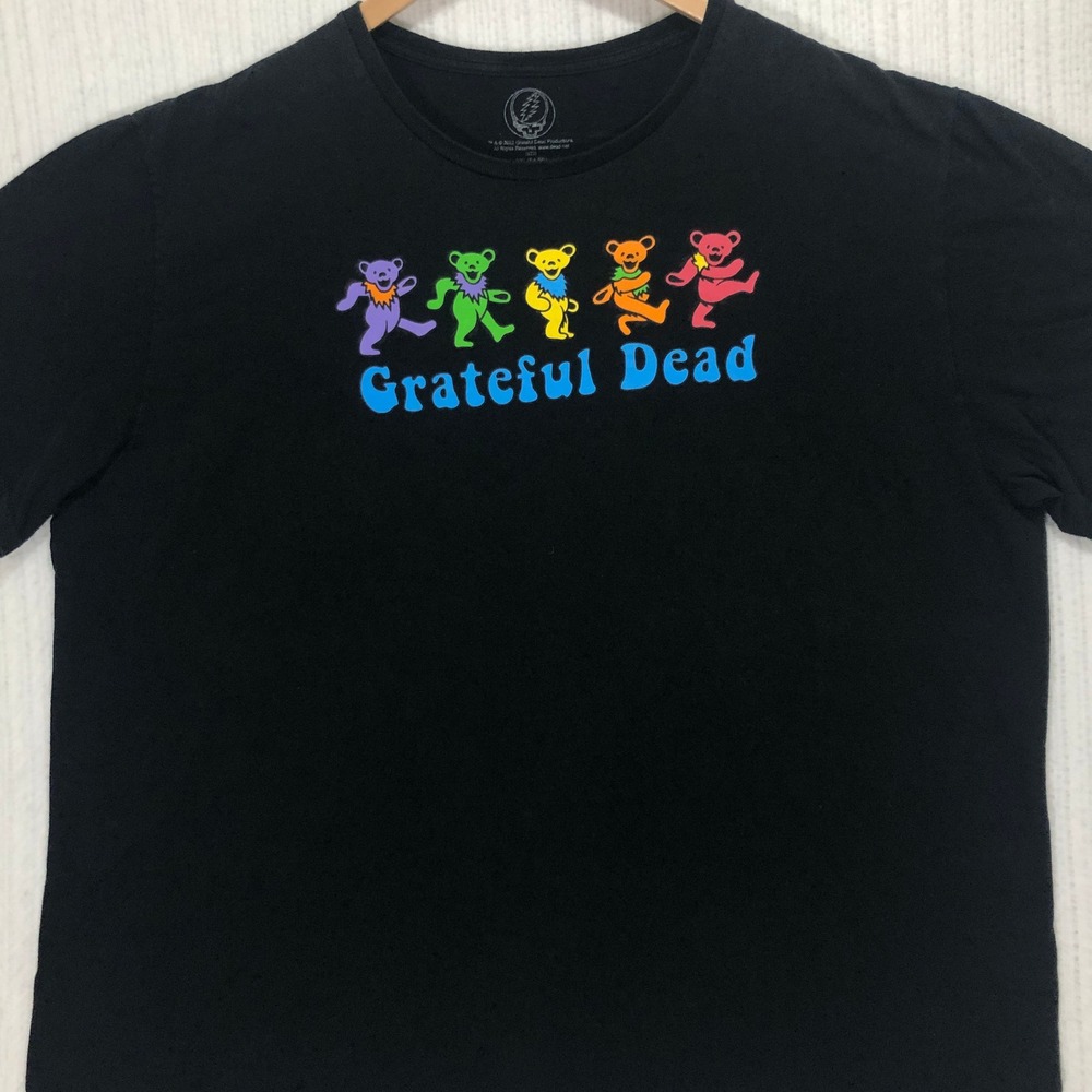 Grateful Dead Dancing Bears Graphic T-Shirt Black‎ Cotton Tee Men's Size 3XL